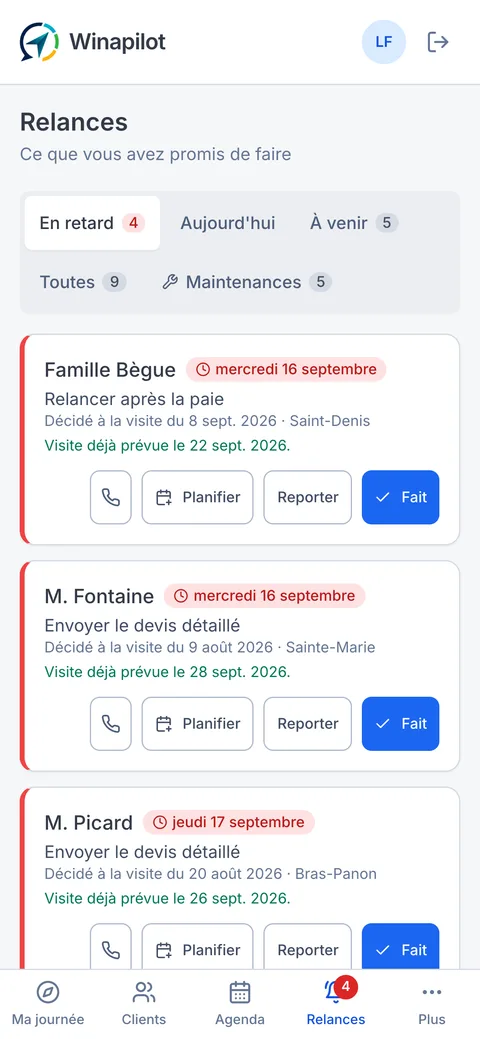 Les relances commerciales en retard sur téléphone